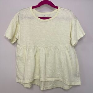 Gap Kids: Girls Yellow Peplum Cotton Short Sleeve T-Shirt, Size M